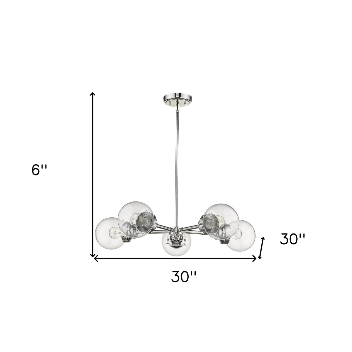 Nova 5-Light Glass Globe Chandelier, Silver