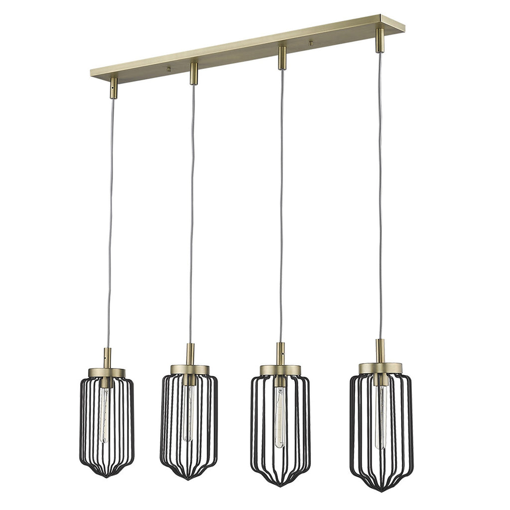 Reece 4-Light Island Pendant, Aged Brass