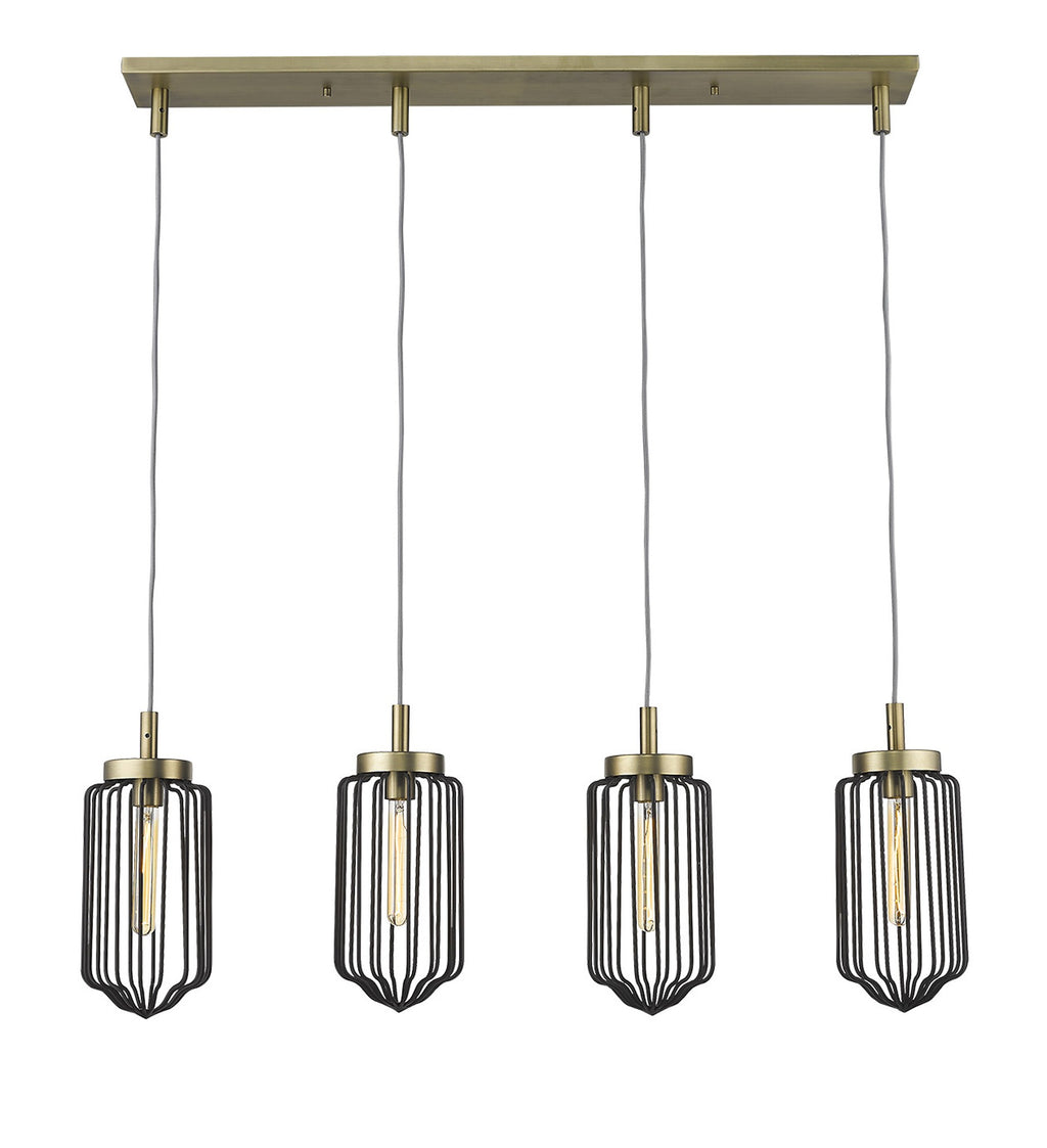 Reece 4-Light Island Pendant, Aged Brass