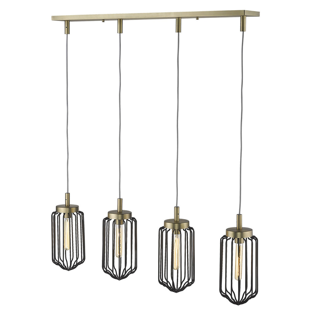 Reece 4-Light Island Pendant, Aged Brass