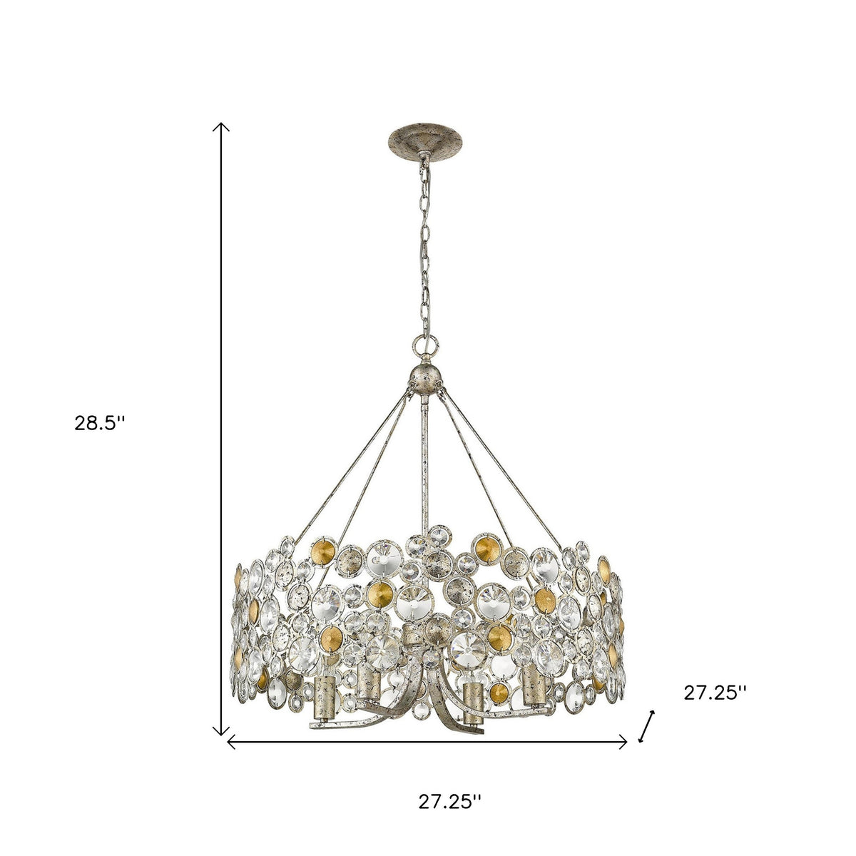 Belmont 4-Light Crystal Drum Chandelier, Silver