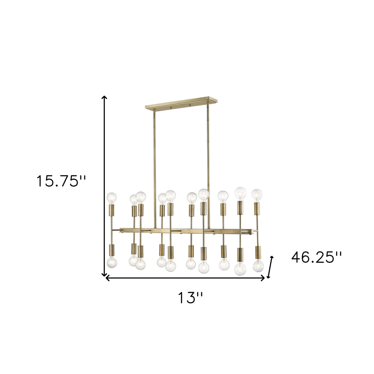 Perret 20-Light Island Chandelier, Aged Brass