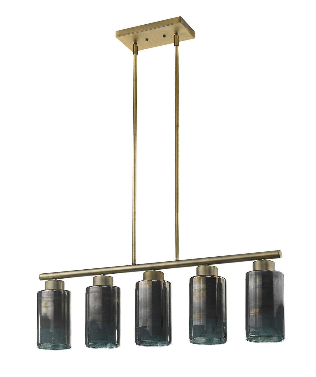 Monet 5-Light Art Glass Pendant, Brass