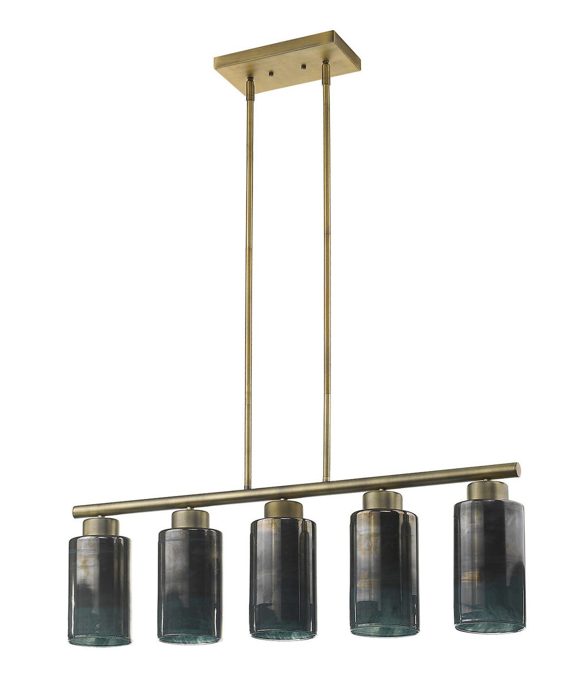 Monet 5-Light Art Glass Pendant, Brass