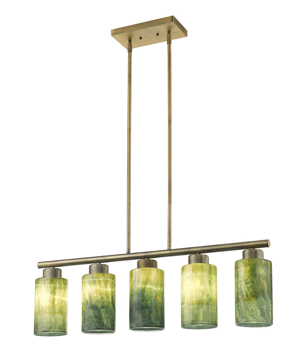 Monet 5-Light Art Glass Pendant, Brass