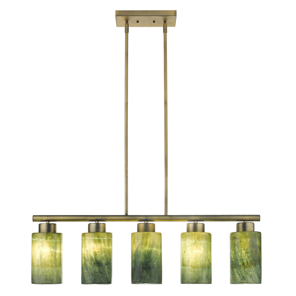 Monet 5-Light Art Glass Pendant, Brass