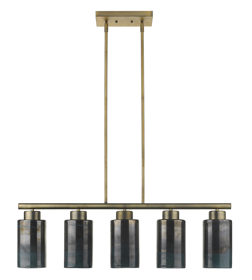 Monet 5-Light Art Glass Pendant, Brass