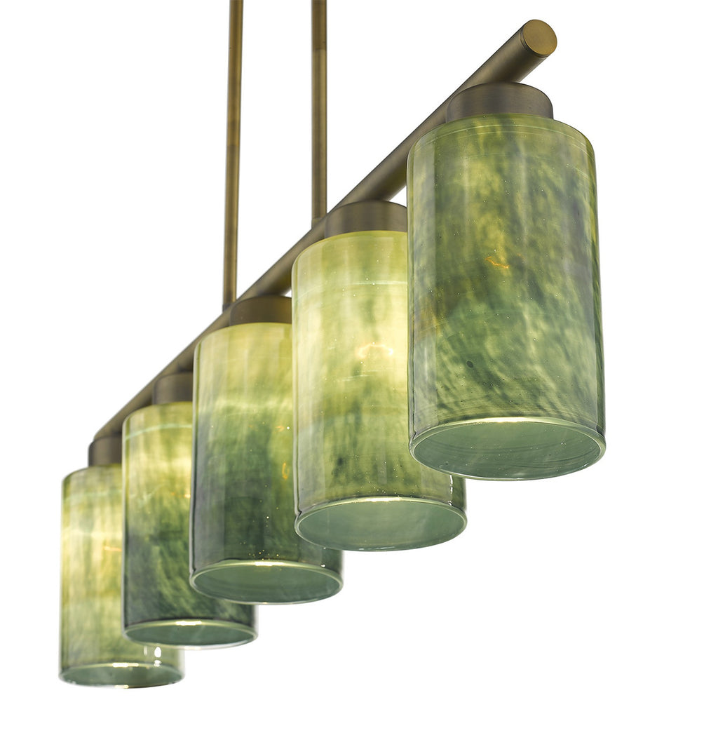 Monet 5-Light Art Glass Pendant, Brass