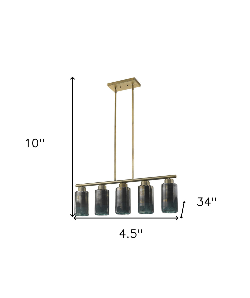 Monet 5-Light Art Glass Pendant, Brass