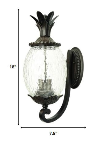 Pineapple Outdoor Wall Lantern, Antique Bronze