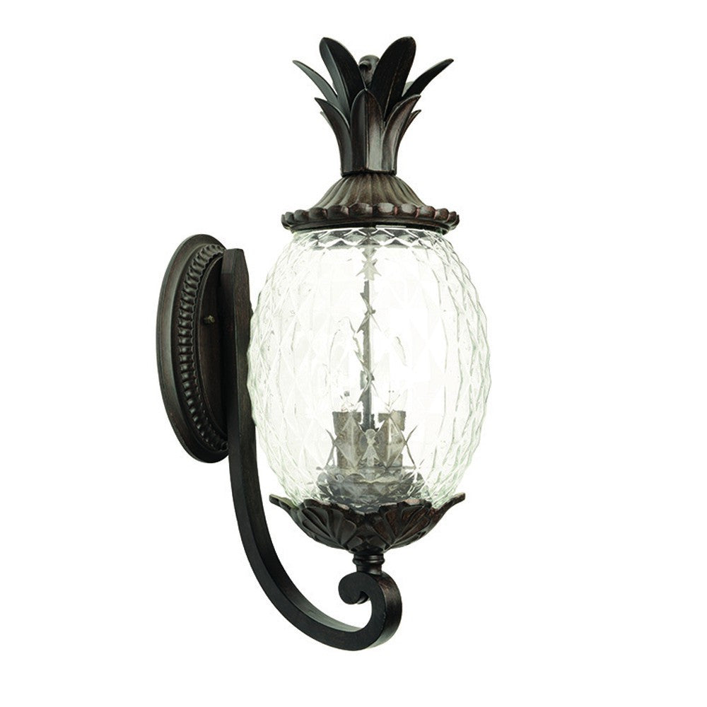 Pineapple Outdoor Wall Lantern, Antique Bronze