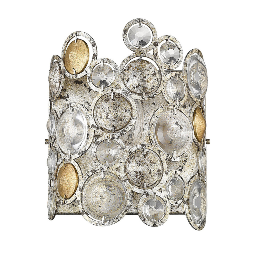 Vitozzi Crystal Sconce, Antique Silver Leaf