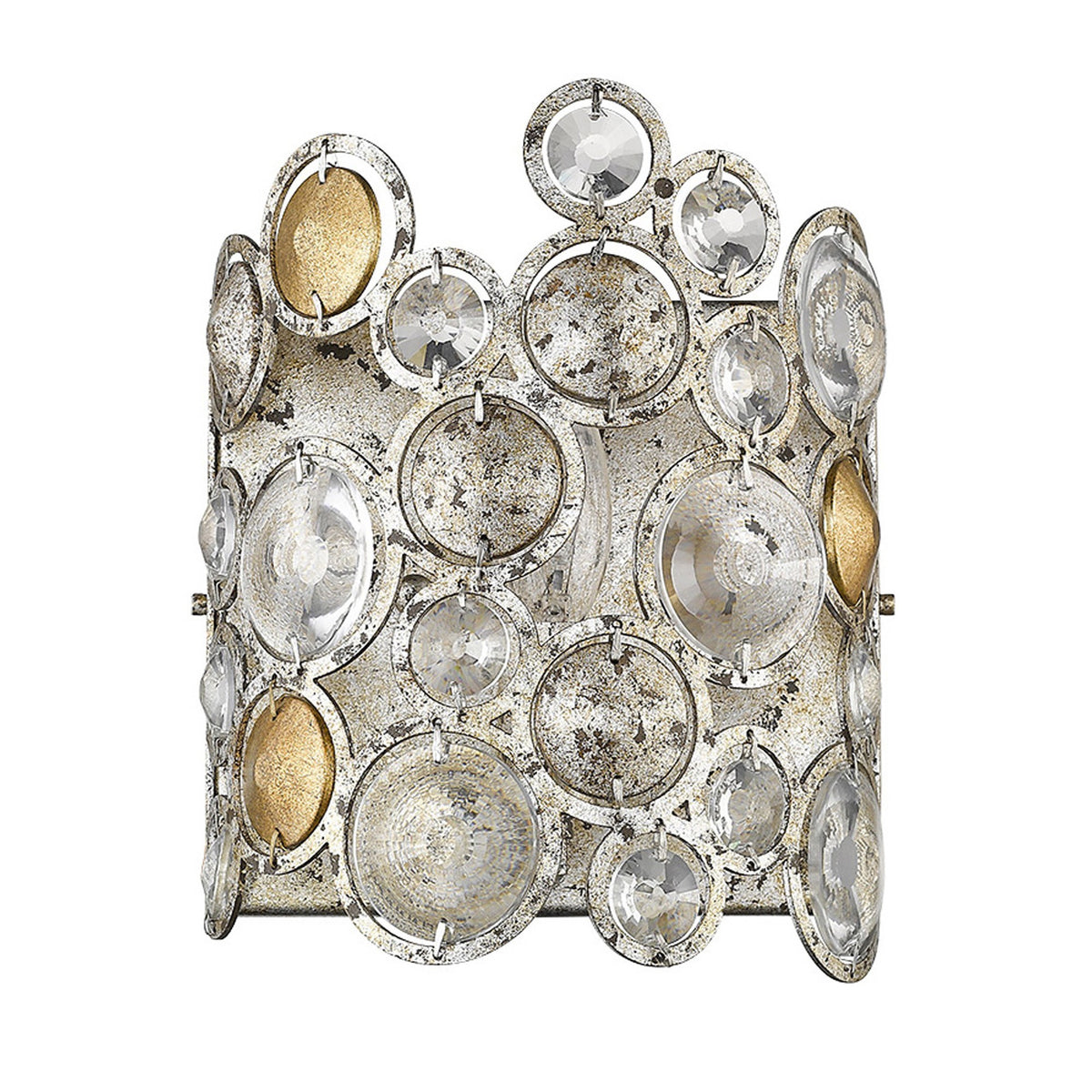 Vitozzi Crystal Sconce, Antique Silver Leaf