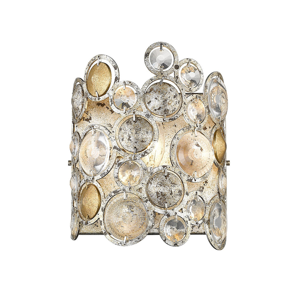 Vitozzi Crystal Sconce, Antique Silver Leaf