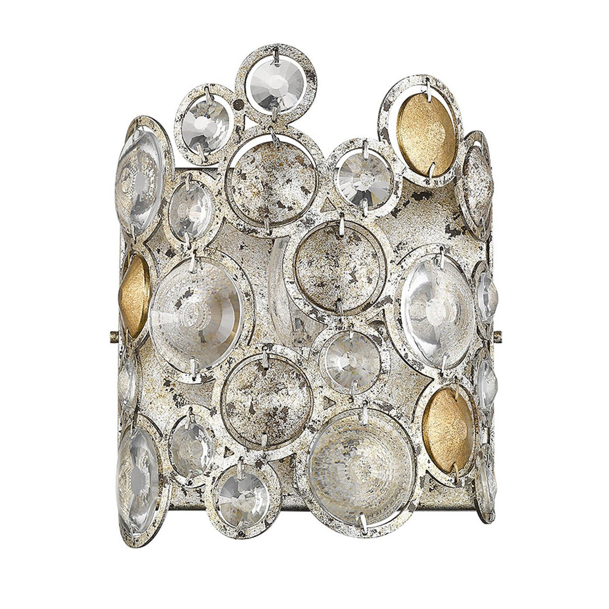Vitozzi Crystal Sconce, Antique Silver Leaf