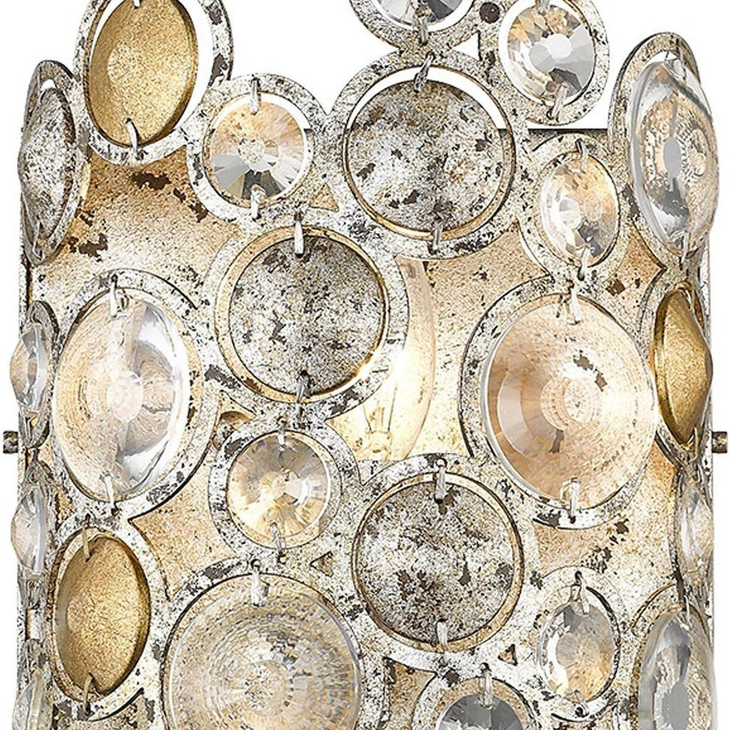 Vitozzi Crystal Sconce, Antique Silver Leaf