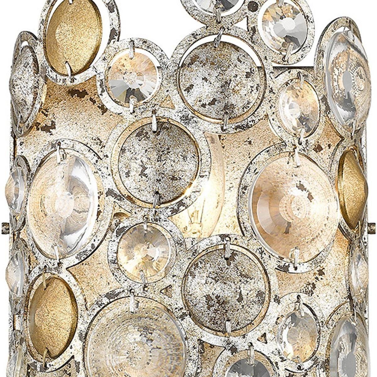 Vitozzi Crystal Sconce, Antique Silver Leaf