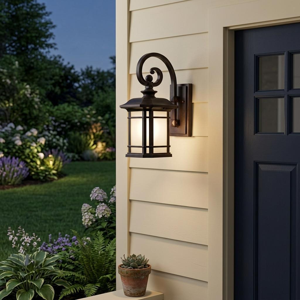 Linen Glass Outdoor Wall Lantern, Antique Bronze