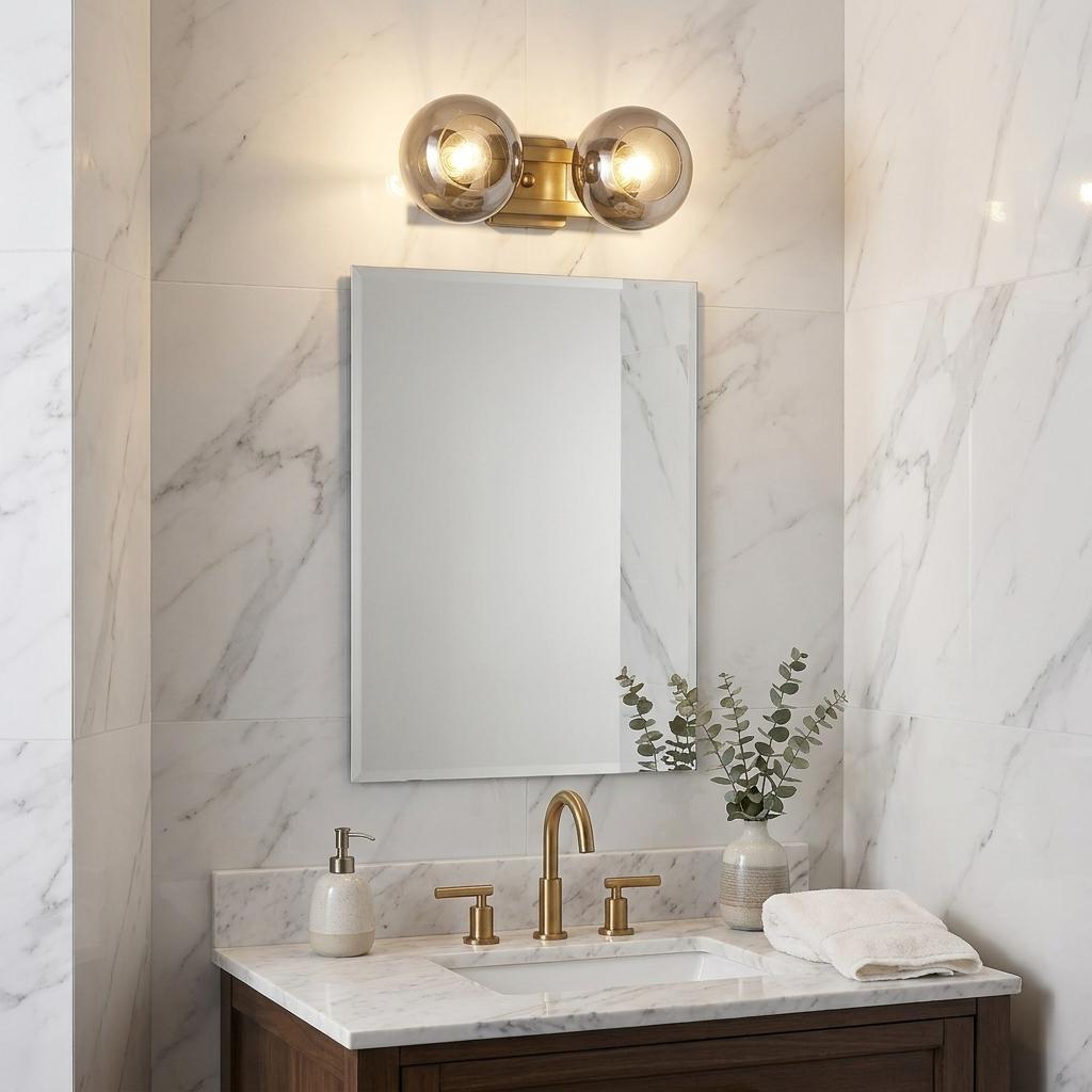 Halden Vanity Sconce, Smoky Black & Brass