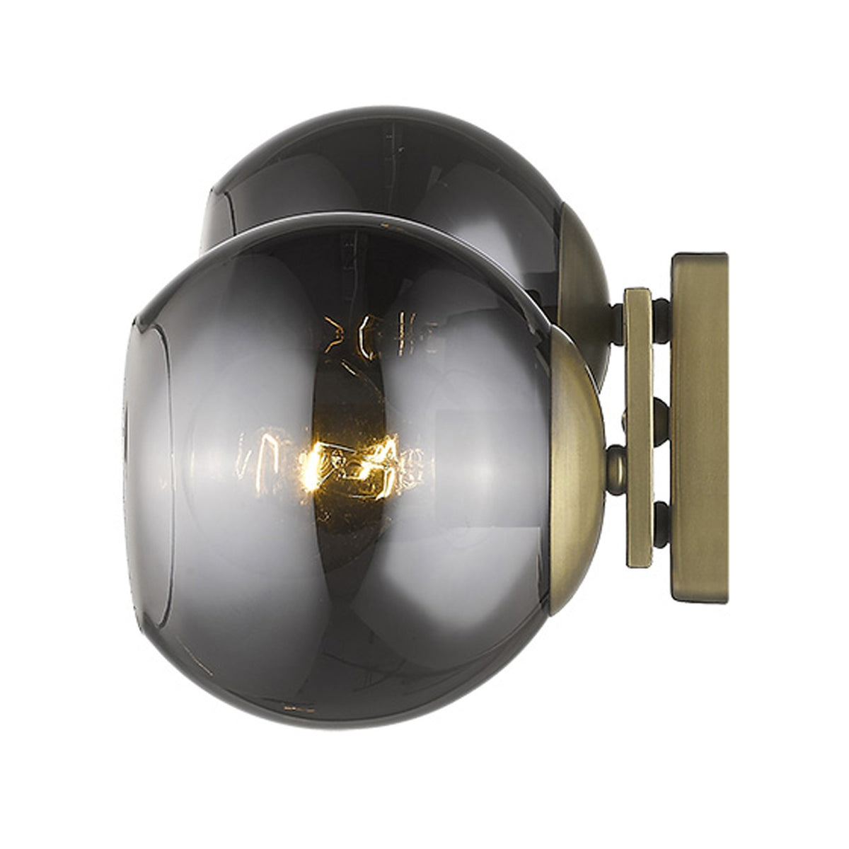 Halden Vanity Sconce, Smoky Black & Brass