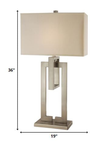 Meridian 36" Geometric Table Lamp, Nickel