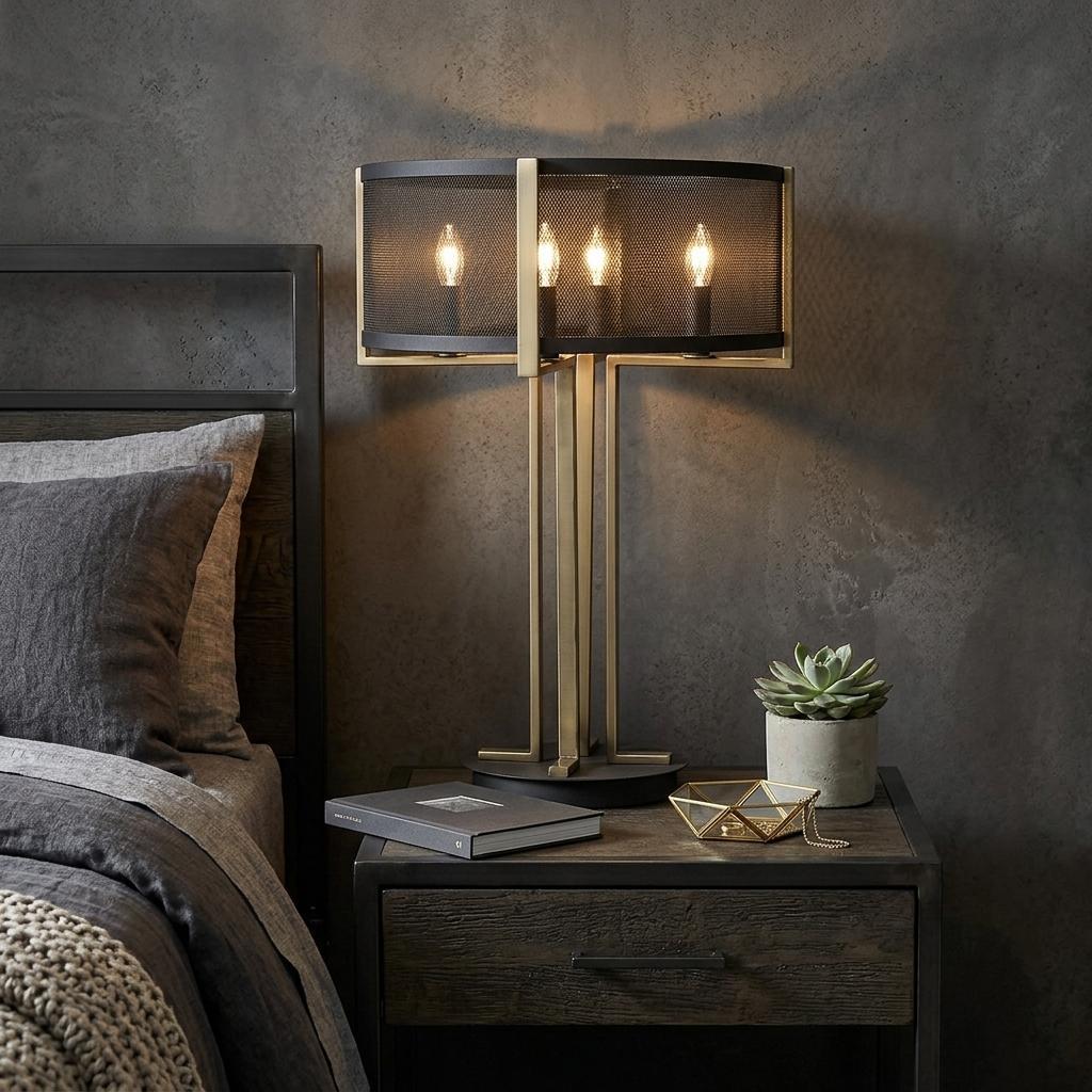 Kepler 4-Light Geometric Table Lamp, Brass