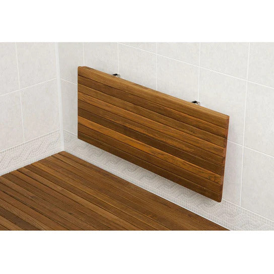 Premium 30" Wall-Mount Teak Shower Bench, Brown