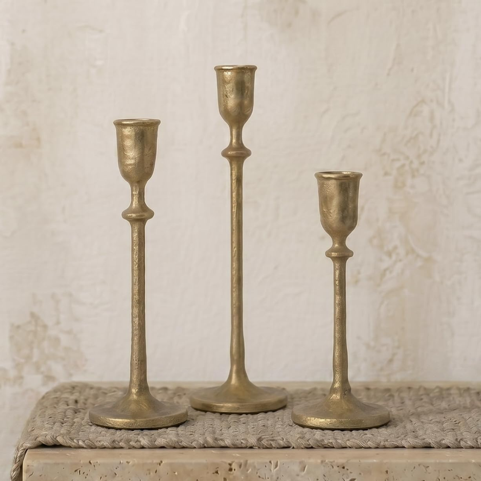Aldridge Candlestick Set of 3, Antique Gold