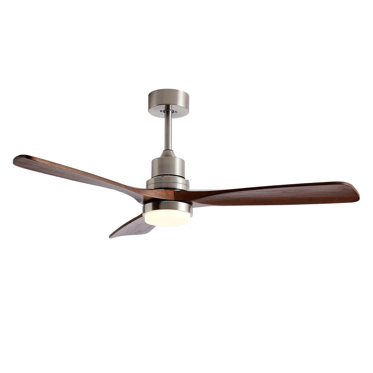 Veranda 52 inch Wood Blade Ceiling Fan with Light, Brushed Nickel