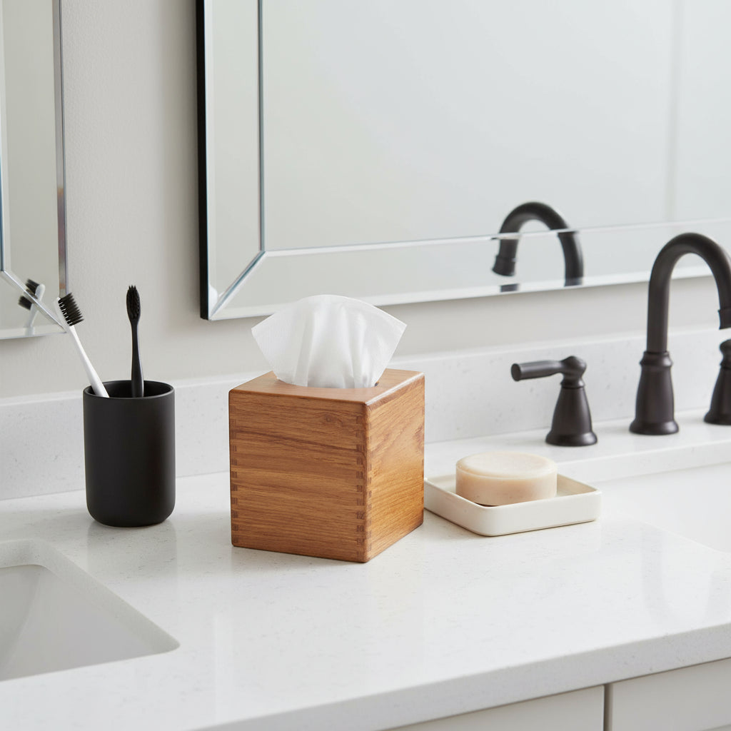 Teak Tissue Box Cover