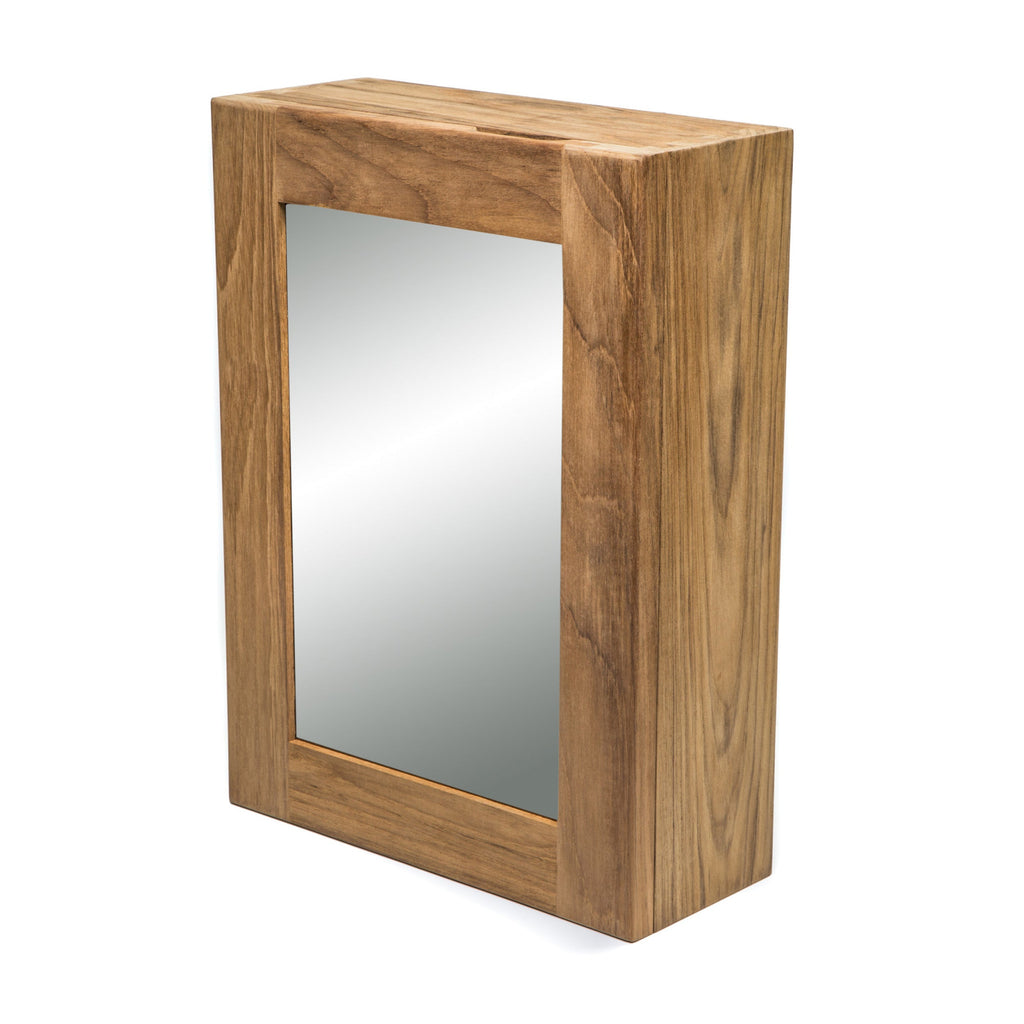 Teak Hanging Mirrored Medicine Cabinet