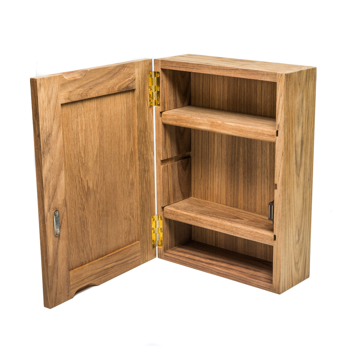 Teak Hanging Mirrored Medicine Cabinet
