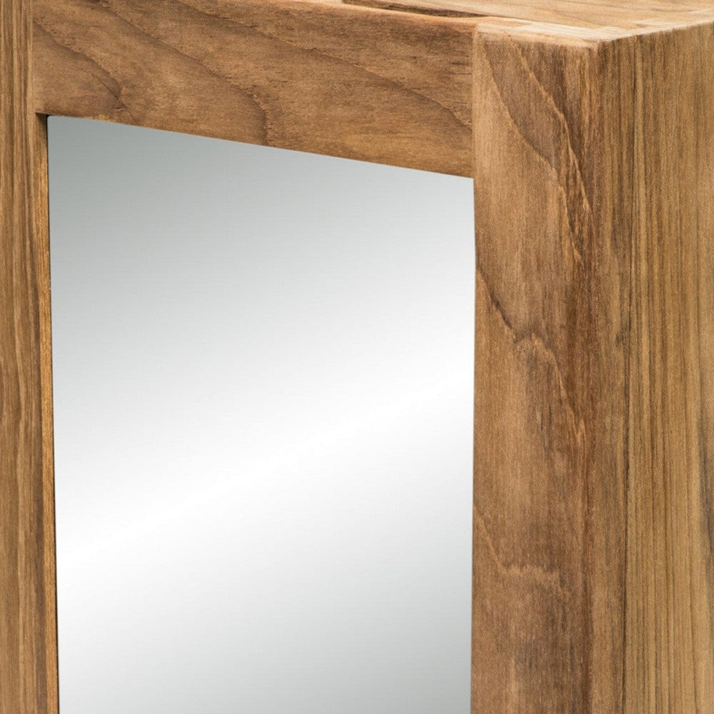 Teak Hanging Mirrored Medicine Cabinet