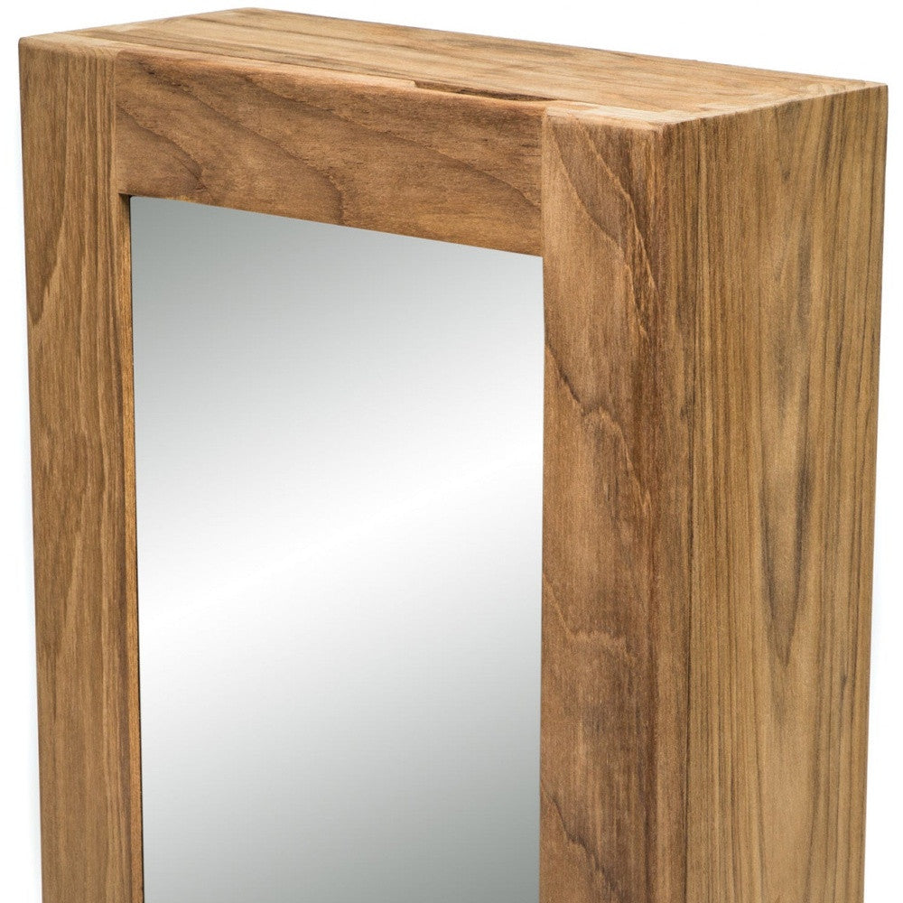 Teak Hanging Mirrored Medicine Cabinet