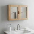 Teak Double-Door Mirrored Medicine Cabinet