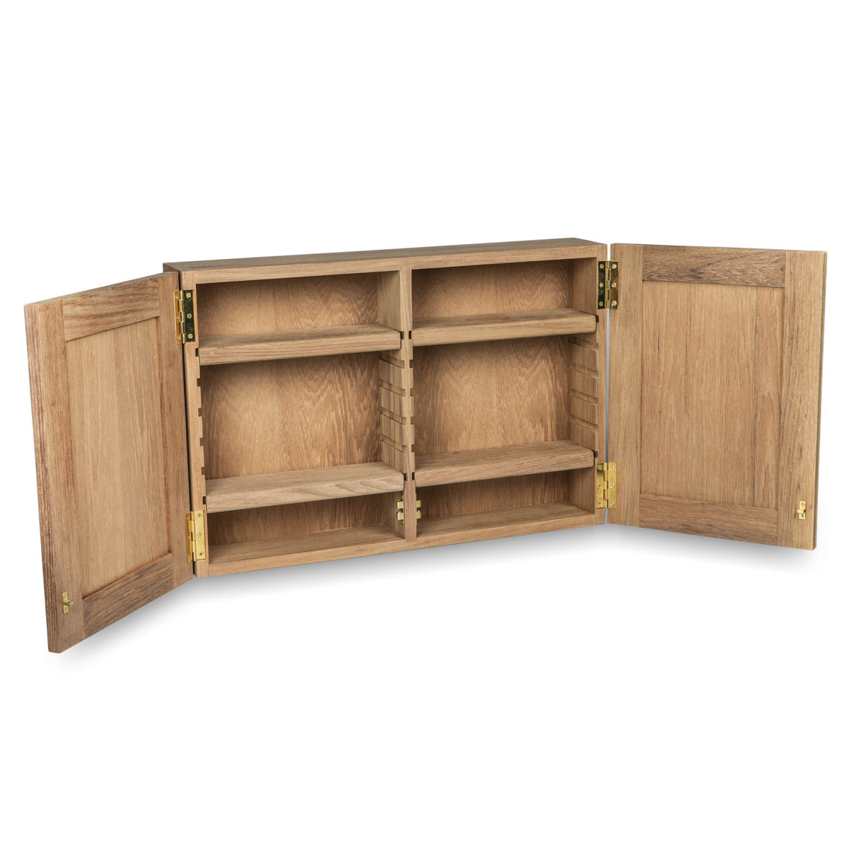 Teak Double-Door Mirrored Medicine Cabinet