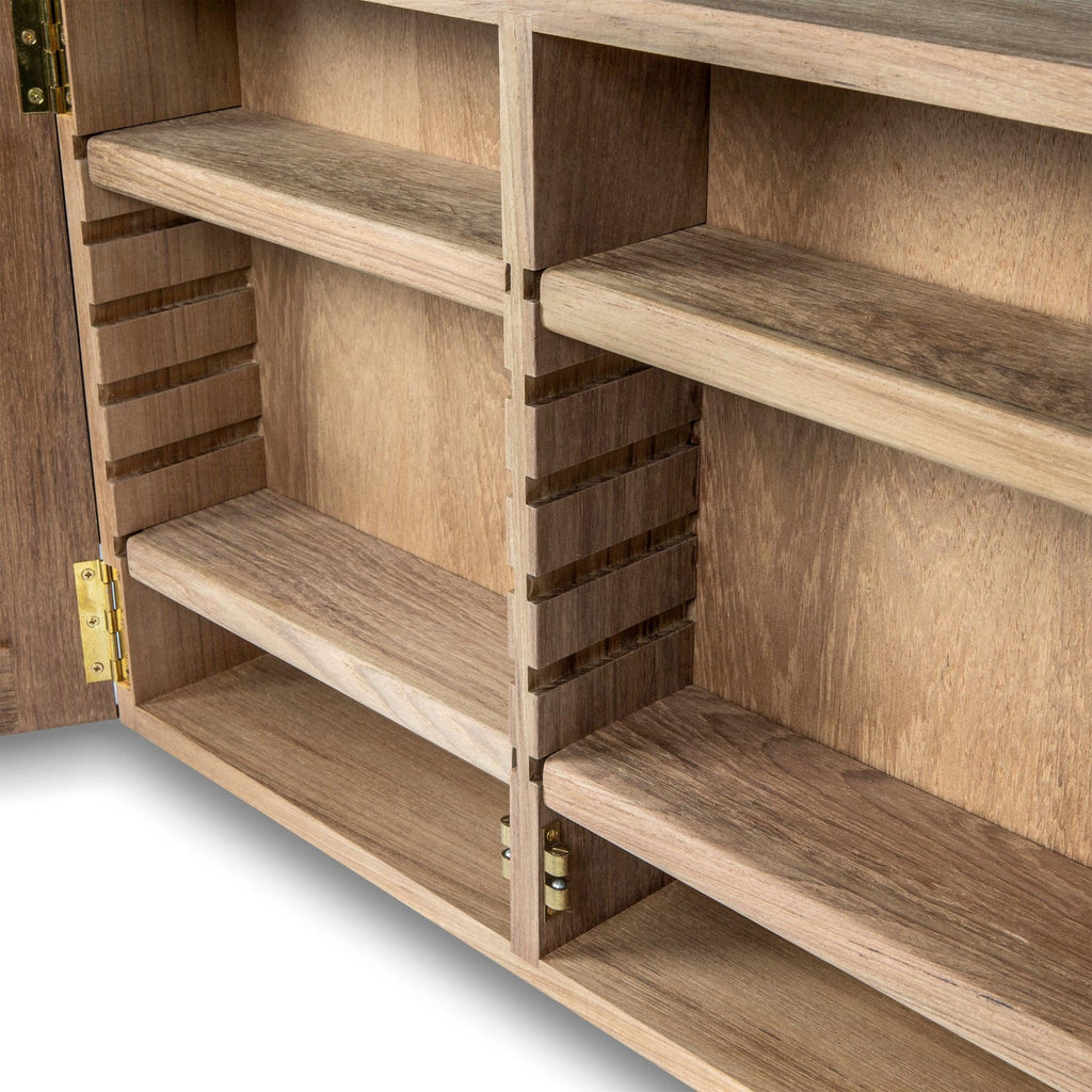 Teak Double-Door Mirrored Medicine Cabinet