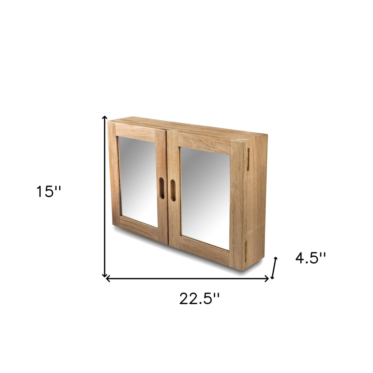 Teak Double-Door Mirrored Medicine Cabinet