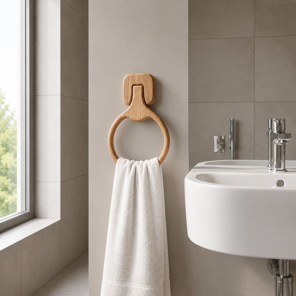 Teak Wall-Mount Towel Ring
