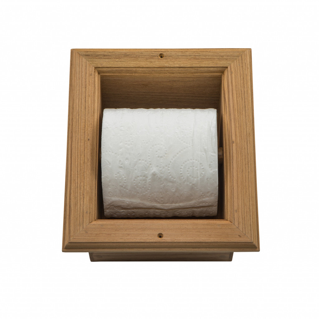 Teak Recessed Toilet Paper Holder