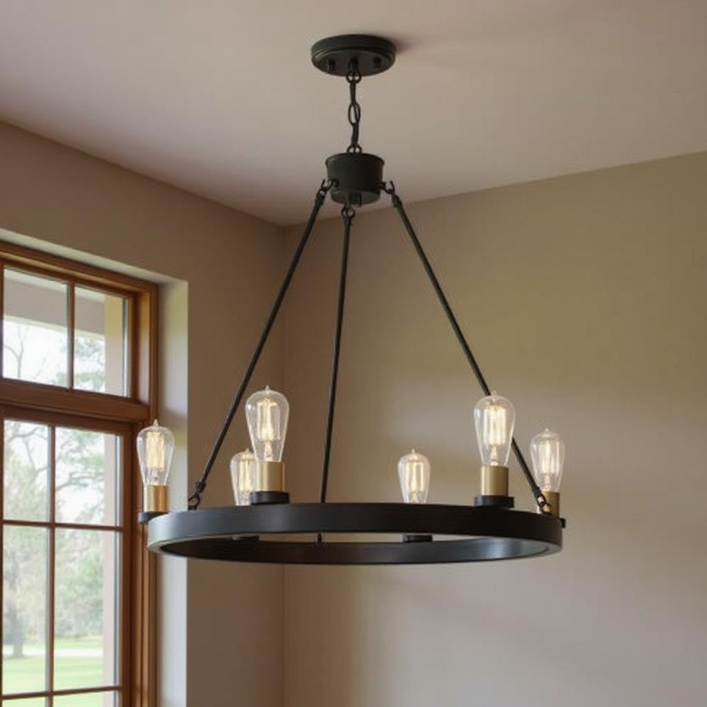 Harlow 6-Light Ring Chandelier, Black & Gold