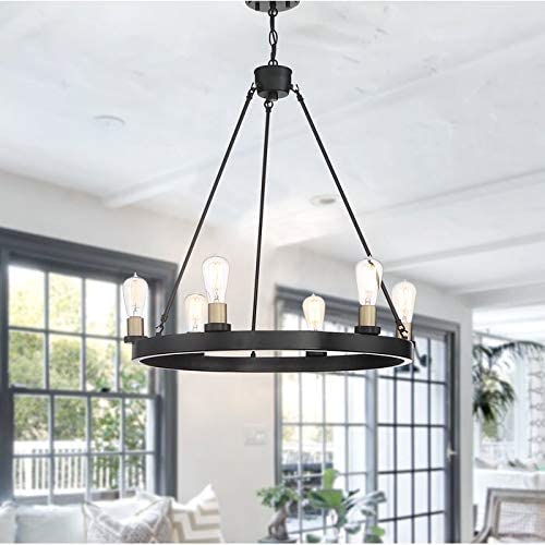 Harlow 6-Light Ring Chandelier, Black & Gold