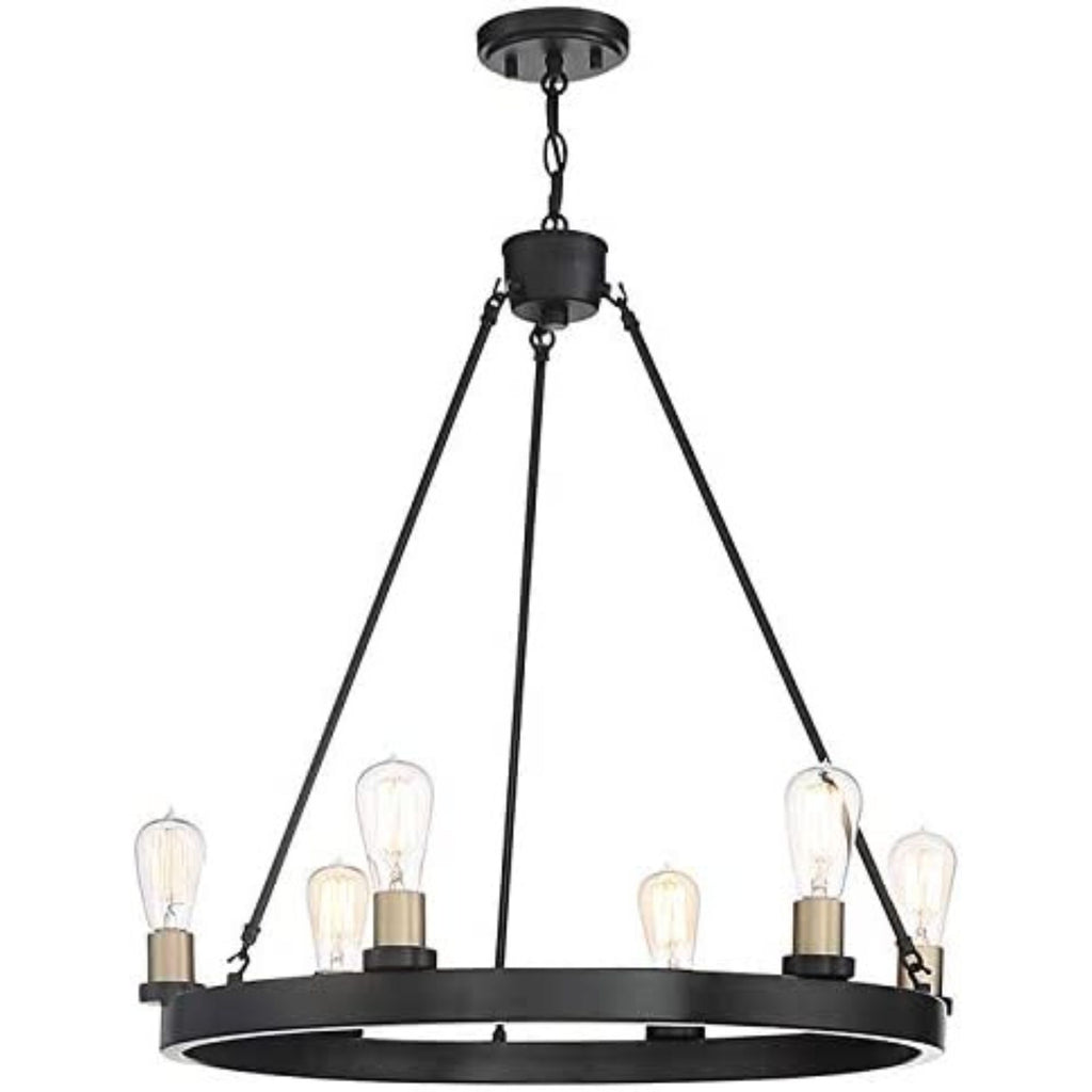 Harlow 6-Light Ring Chandelier, Black & Gold
