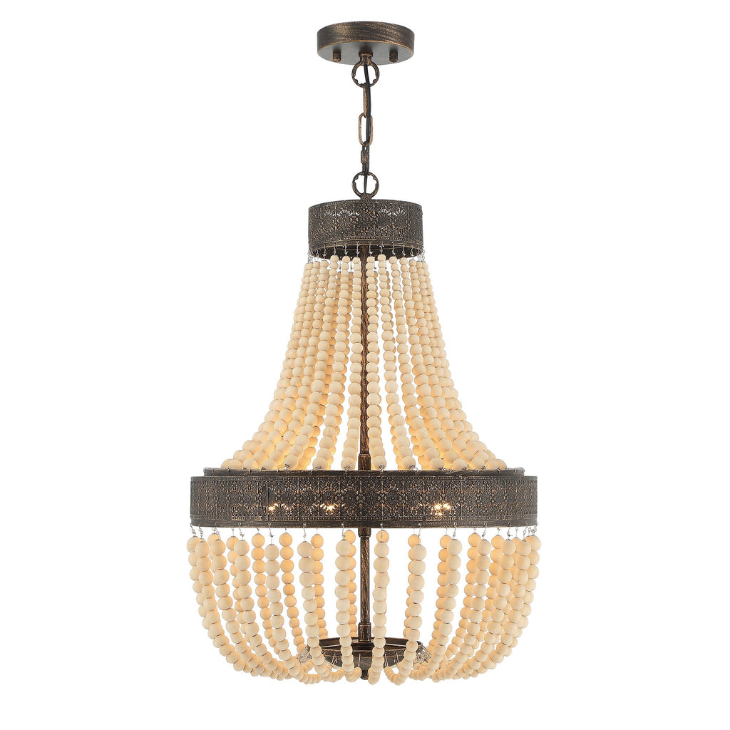Elise 5-Light Beaded Chandelier, Black & Gold
