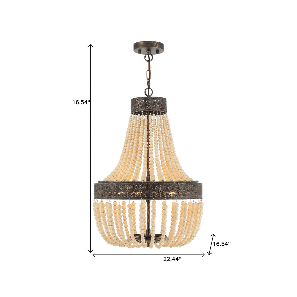 Elise 5-Light Beaded Chandelier, Black & Gold