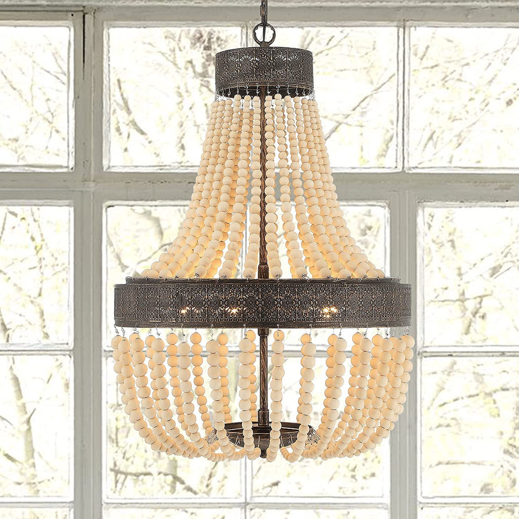 Elise 5-Light Beaded Chandelier, Black & Gold