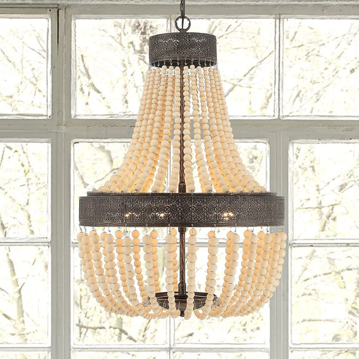 Elise 5-Light Beaded Chandelier, Black & Gold