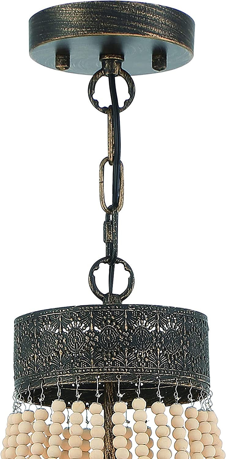 Elise 5-Light Beaded Chandelier, Black & Gold