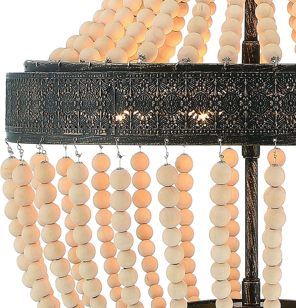 Elise 5-Light Beaded Chandelier, Black & Gold