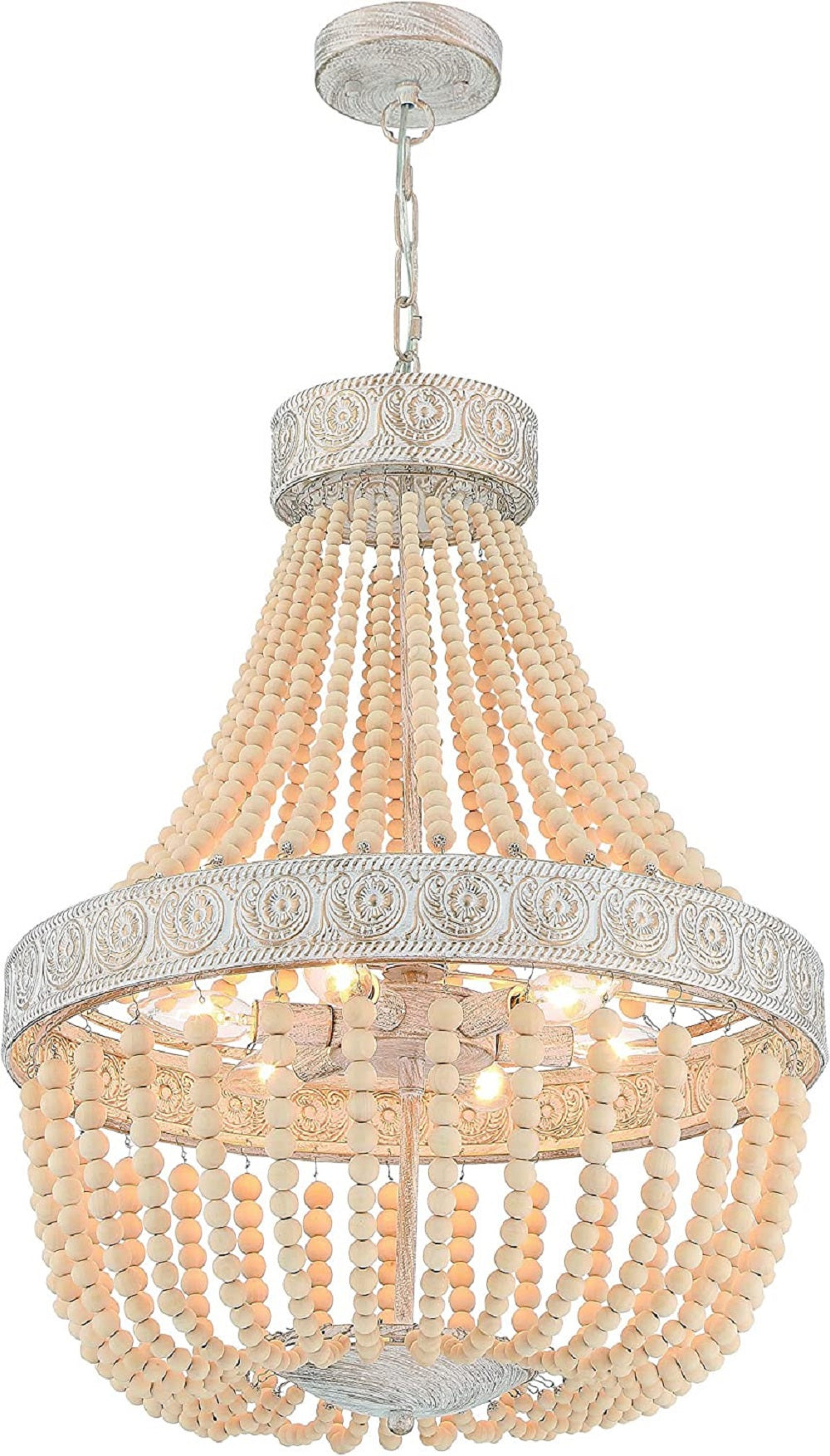 Elise 6-Light Beaded Chandelier, Gold & White